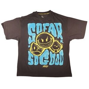 SmileyWorld So Far So Good Shirt Mens Medium Black Smiley Face Graphic Tee